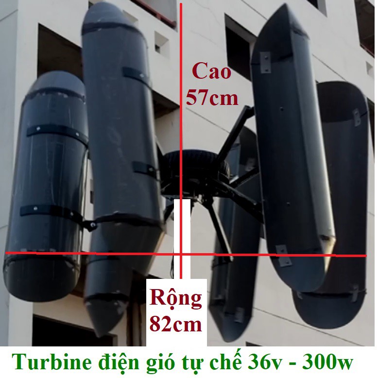 Bộ điện gió tự chế 12v-24v/300w cánh đứng và phụ kiện bán lẻ