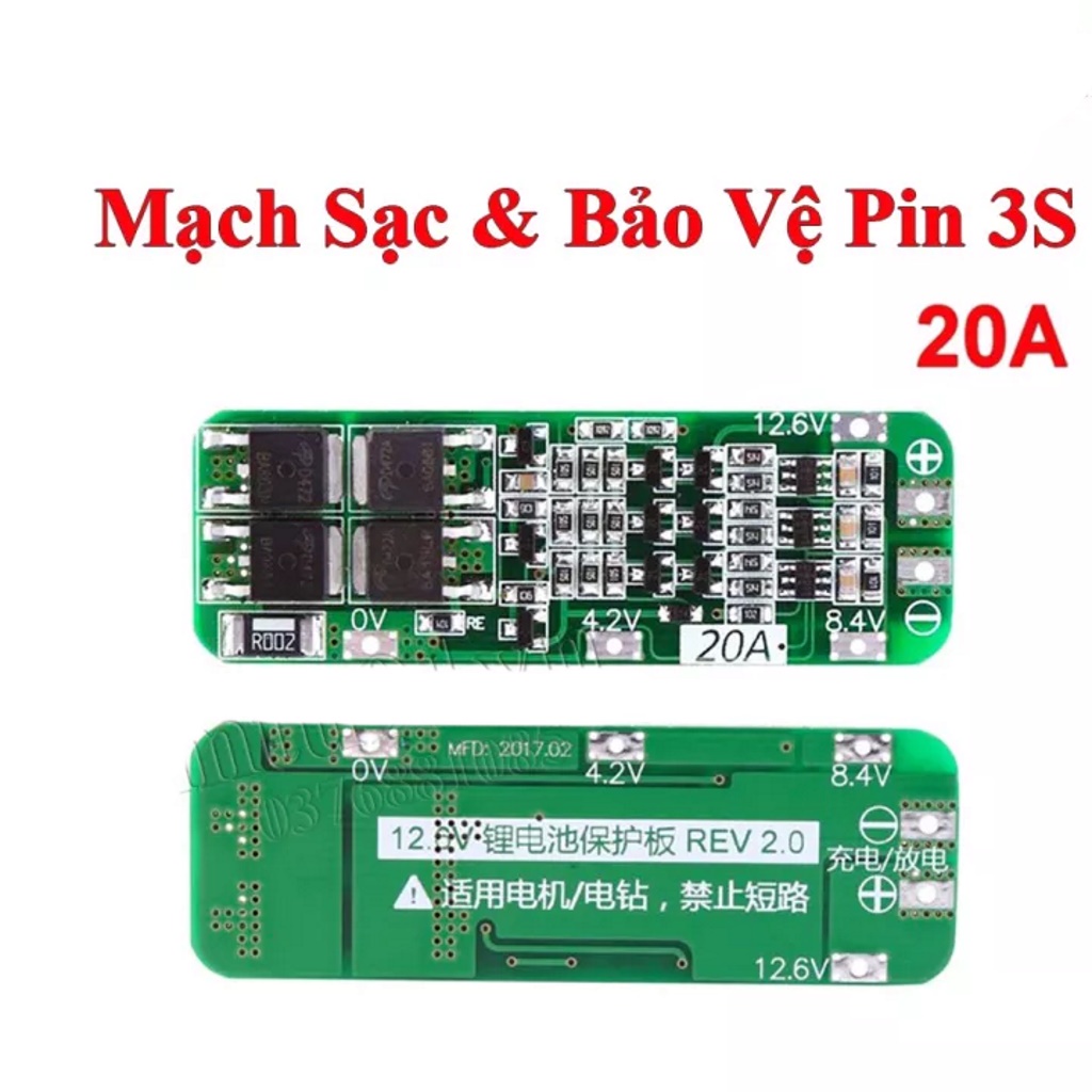 Mạch Sạc Cân Bằng Và Bảo Vệ Pin 12.6V 3S 20A Dùng Đóng Pin Sạc Pin Khối Pin 3S 12V (Loại Tốt)