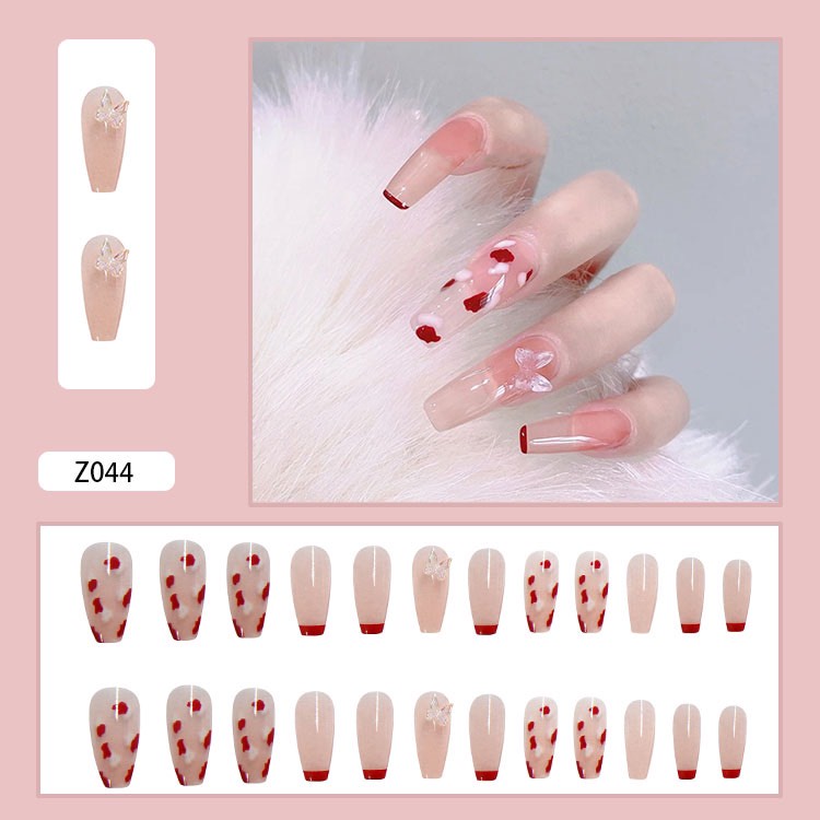 Móng tay giả đính đá Nail Box 24 móng giả kèm keo ( Mã Z )