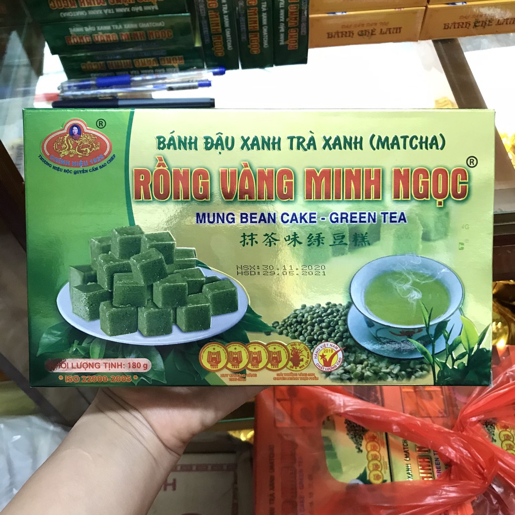 Bánh đậu xanh rồng vàng Minh Ngọc trà xanh matcha 180g/ 280g - Đặc sản Hải Dương