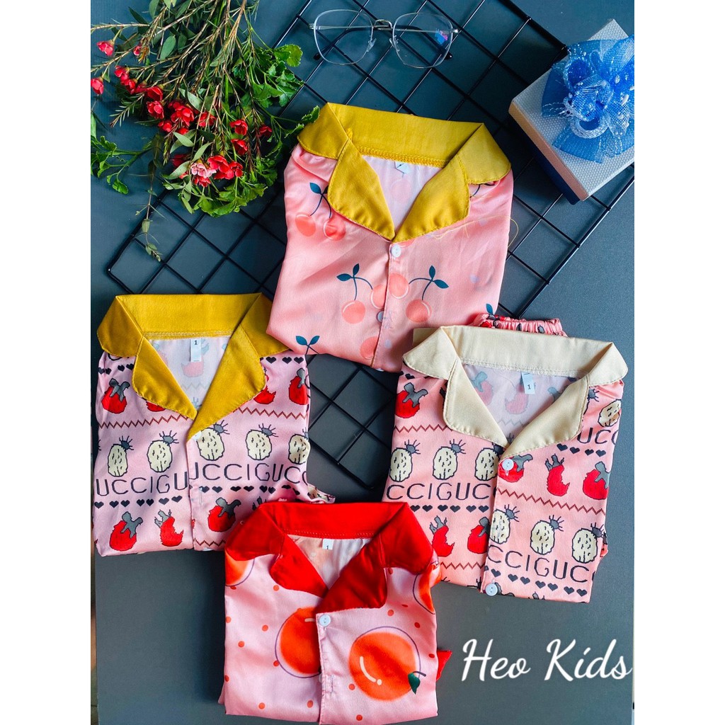 Đồ bộ pijama lụa satin cho bé gái