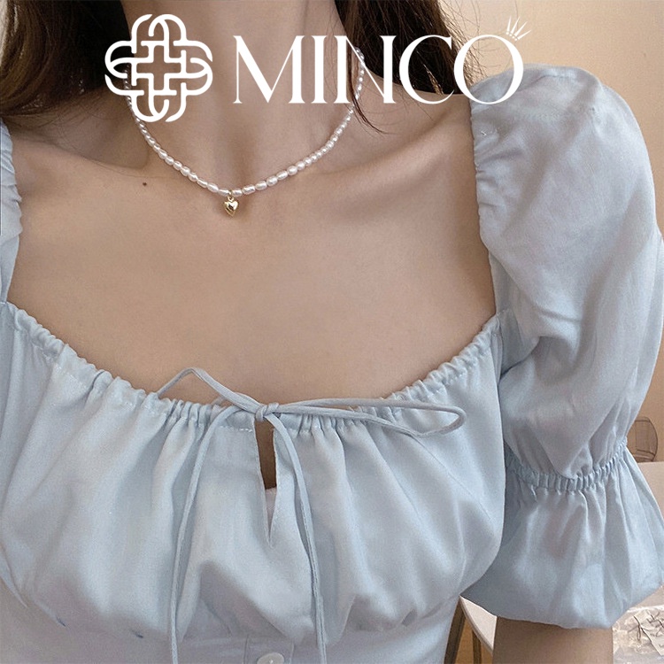 Dây chuyền nữ ngọc trai nhân tạo mặt cười Minco Accessories phong cách tiểu thư DT139