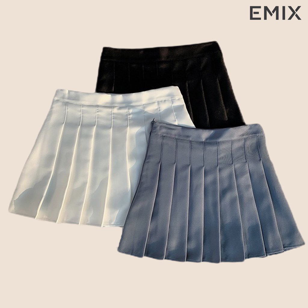 Chân Váy Nữ Tennis EMIX  (4 màu) , Xếp Ly Xòe , Ulzzang , Dáng Ngắn,  Có Lót Trong Không Lộ, Vải Tuyết Mưa,  Mềm Nhẹ