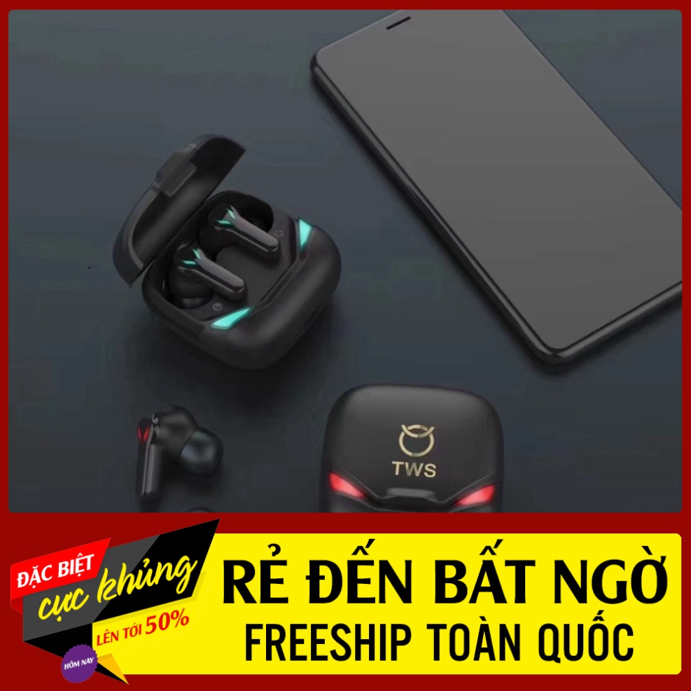 Tai nghe không dây Gaming HQ10 Bluetooth 5.0 TWS chuyên dụng cho game thủ Bass mạnh mẽ Độ trễ cực thấp khi chơi game ,