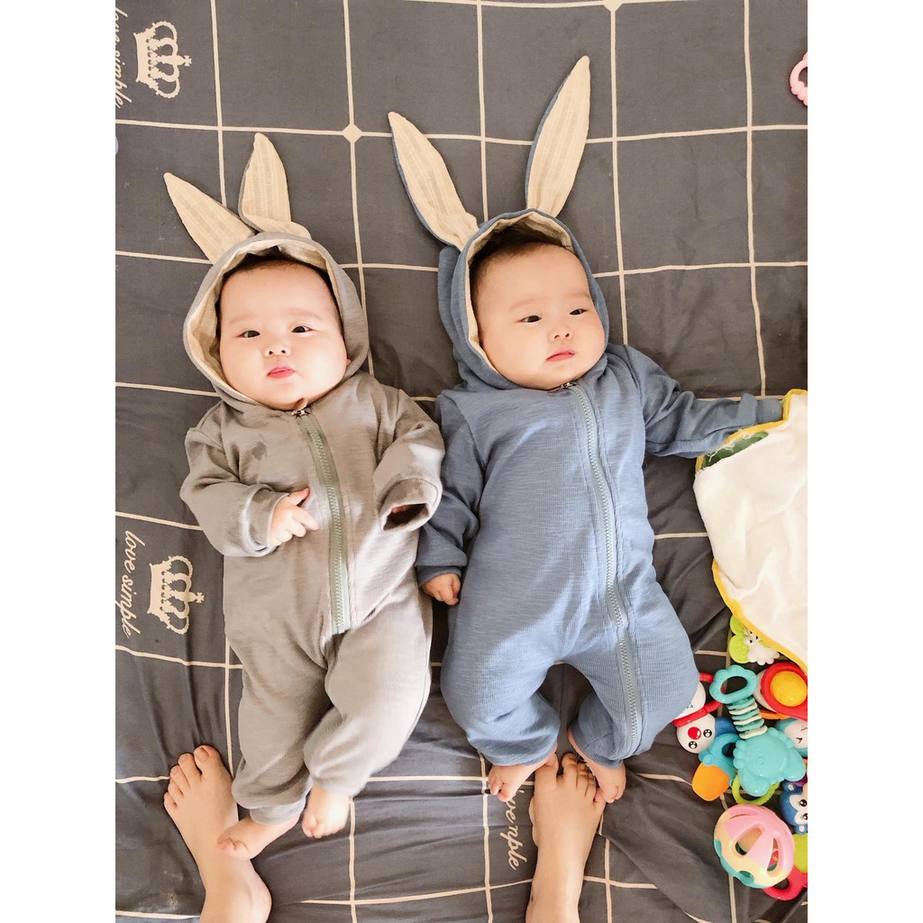 SL12 Body tai thỏ Body cotton dài tay cho bé trai bé gái Hàng Quảng châu xuất Nhật