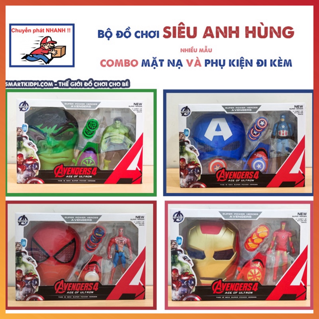 - BỘ ĐỒ CHỚI SIÊU ANH HÙNG NHIỀU MẪU COMBO MẶT NẠ VÀ PHỤ KIỆN ĐI KÈM