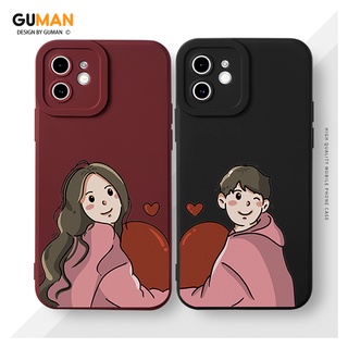 Ốp lưng GUMAN chống bẩn viền vuông đen Mềm nam nữ ngộ nghĩnh hoạt hình cặp đôi dễ thương đẹp cho Iphone 14 13 12 11 Pro Max SE 2020 X XR XS 8 7 ip 6S 6 Plus kute XYI546