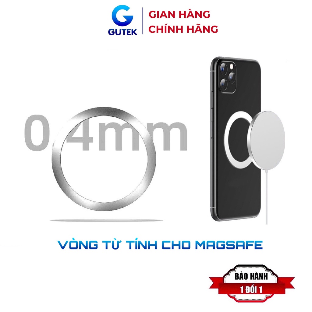 Vòng Từ Tính Kim Loại Dán Lưng Điện Thoại Hút Sạc Không Dây Gutek V1
