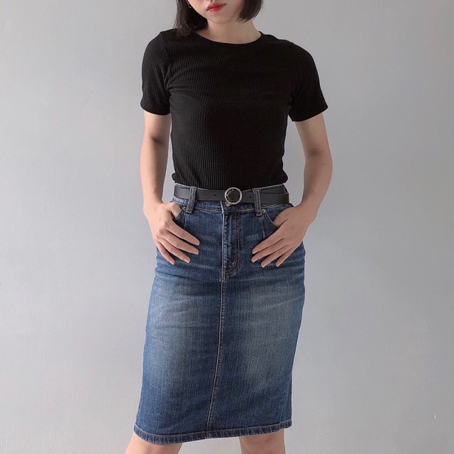 Chân váy jeans cá tính chất liệu jeans mềm ôm sát body mặc đi làm đi học cực xinh- 2nd Hàn Nhạt