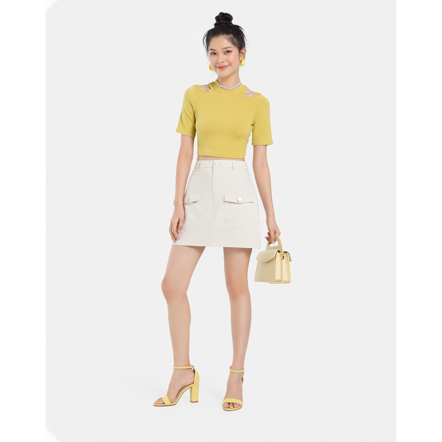 Áo Thun Nữ JUNO Croptop Xẻ Vai JNATH020