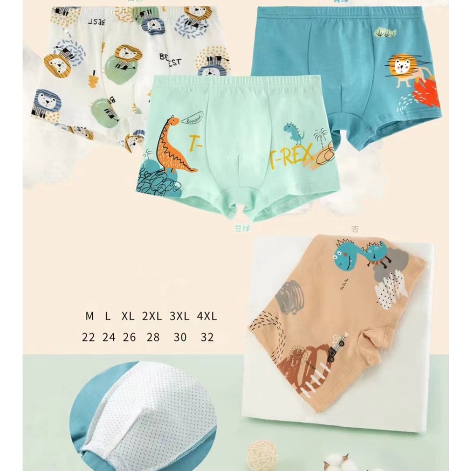 SET 4 quần sịp boxer cao cấp cho bé trai chất co dãn thoáng mát - Quần lót đùi bé trai 2-12 Tuổi