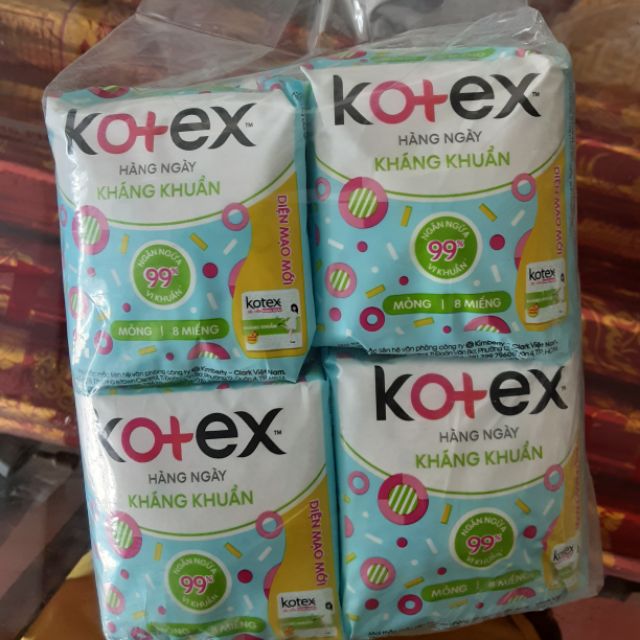 COMBO 8 GÓI BVS KOTEX HÀNG NGÀY KHÁNG KHUẨN