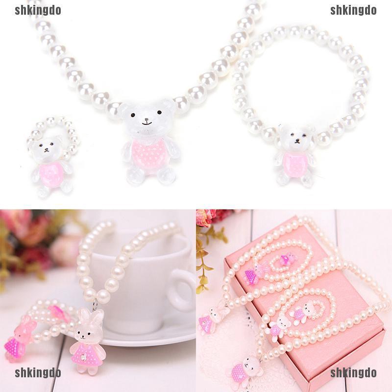 THINH Bộ Dây Chuyền + Vòng Tay Nhựa Xinh Xắn Cho Bé Gái