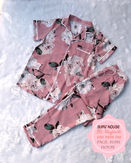 Pijama lụa hoạ tiết bông HÈ - THU 2018