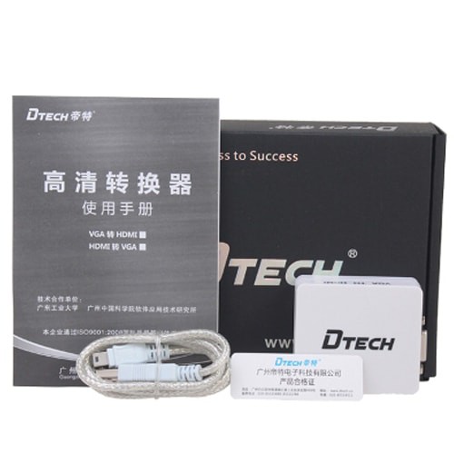 hộp chuyền tín hiệu từ máy tính cổng HJDMI sang màn hình cổng VGA DTECH DT 6528