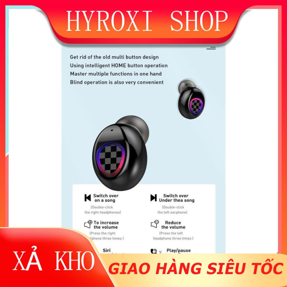 Tai Nghe Bluetooth TWS 5.0 Truewireless 9D màn hình led tích hợp Micro kháng nước tặng kèm hộp sạc mã M8 HYROXISHOP