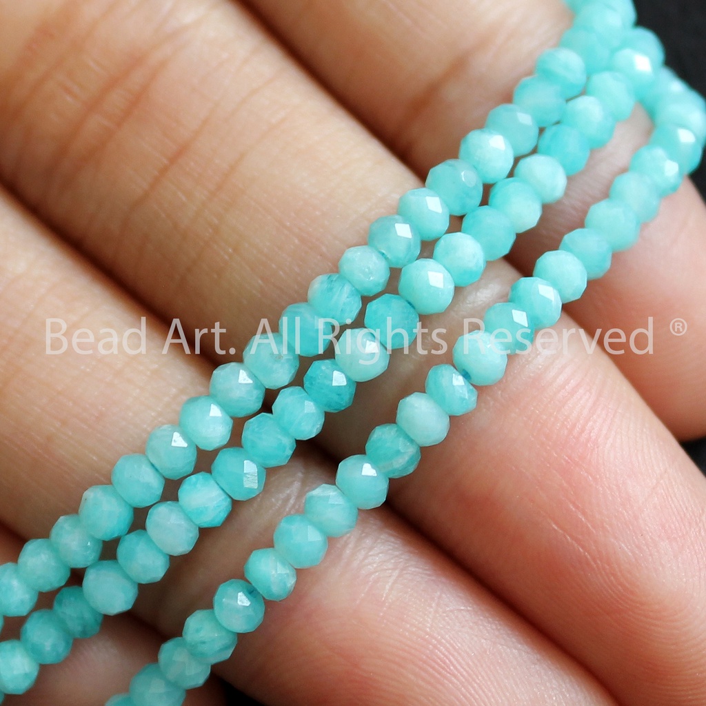 3x2MM Đá Thiên Hà  Xanh Ngọc, Mệnh Thuỷ, Mộc, Đá Phối Vòng Tay Phong Thuỷ, Trang Sức S50 - Bead Art