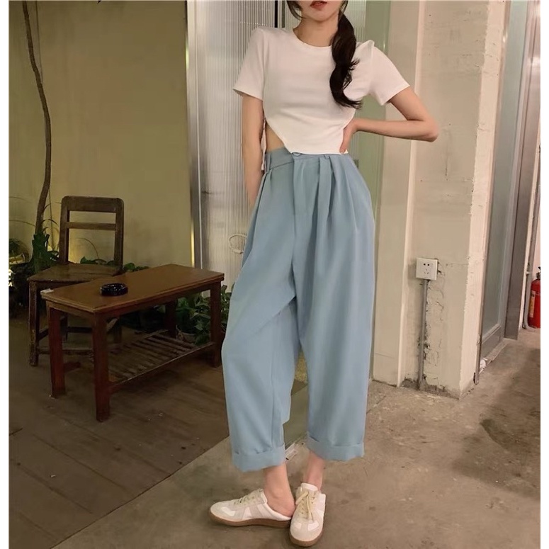 Áo ngắn tay dây kéo giản dị