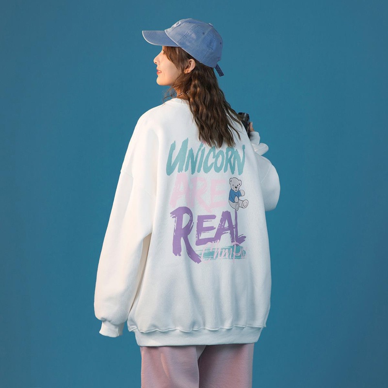 IELGY    Áo sweater Cổ Tròn Phong Cách Thời Trang Đường Phố Cho Nữ