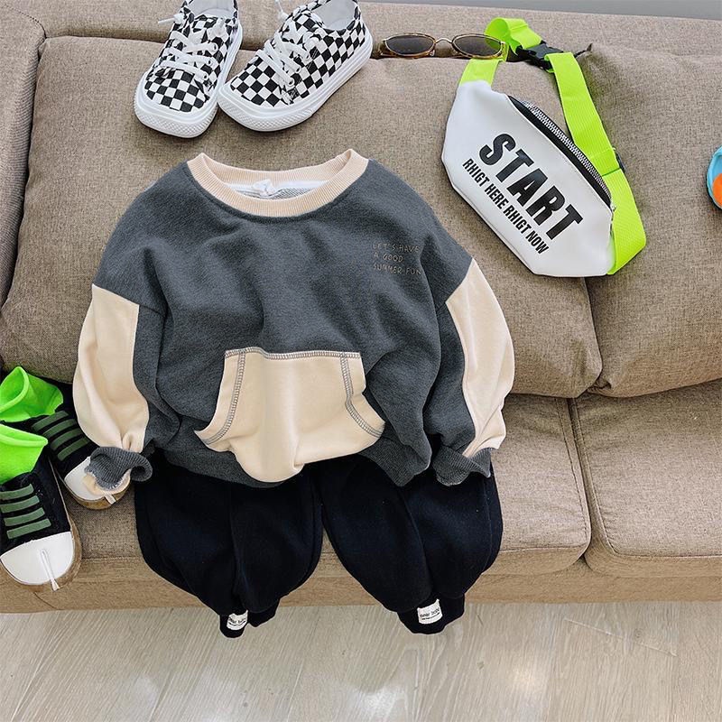 Set Đồ Thể Thao 2 Món Gồm Áo sweater Cổ Tròn Dáng Rộng Và Quần Legging Thời Trang Mùa Thu Mới Cho Bé Trai