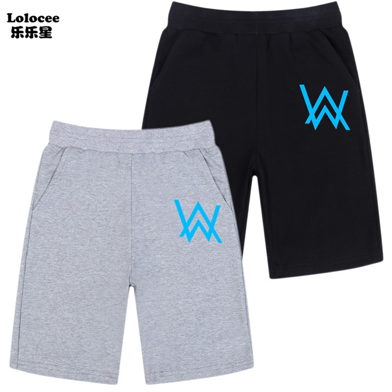 Quần Short Cotton In Logo Alan Walker Dạ Quang Cá Tính Cho Bé Trai Gái