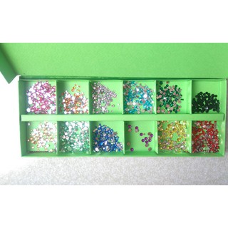 200 viên đá trang trí móng cỡ 1.5-4mm đủ màu