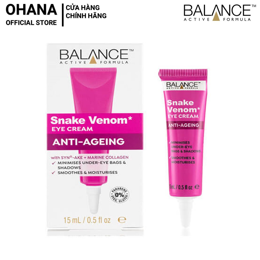 Kem Dưỡng Giảm Bọng Mắt, Nếp Nhăn Balance Active Formula Snake Venom Anti-Ageing Cream 15ml