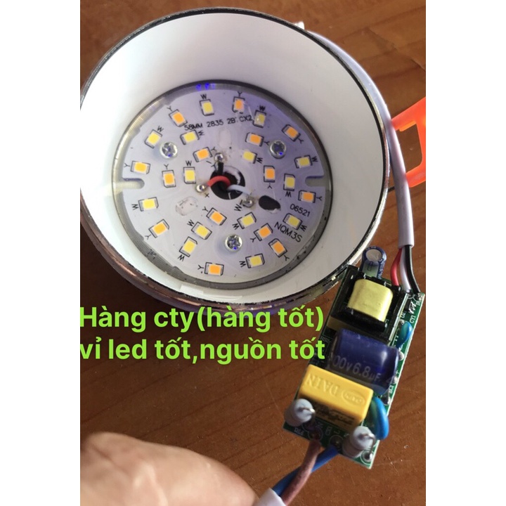 Đèn downlight led - đèn âm trần , viền bạc - đèn mắt trâu 7w 3 màu