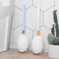 Bộ chổi cọ toilet gắn tường hình con vịt chà rửa nhà vệ sinh cây cọ silicon làm sạch đa năng tiện dụng
