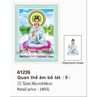 Tranh Đính Đá ABC 3D Quan Thế Âm Bồ Tát 61235 (KHÁCH TỰ ĐÍNH) KT:36X48CM
