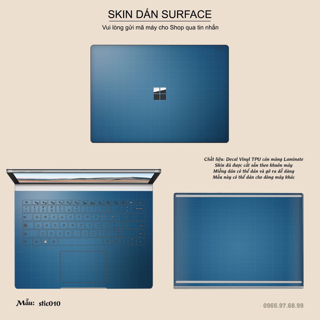 Miếng dán Skin bảo vệ mặt lưng Surface Pro 2/ Pro 3/ Pro 4/ Pro 5/ Pro 6/Pro 7/Pro X / Surface Go /Book in hình sưu  tầm