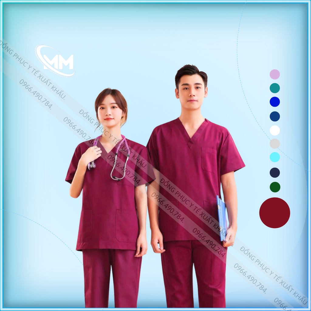 Bộ Scrubs Bác Sĩ Cổ Tim, Đồng Phục Y Tế Cao Cấp