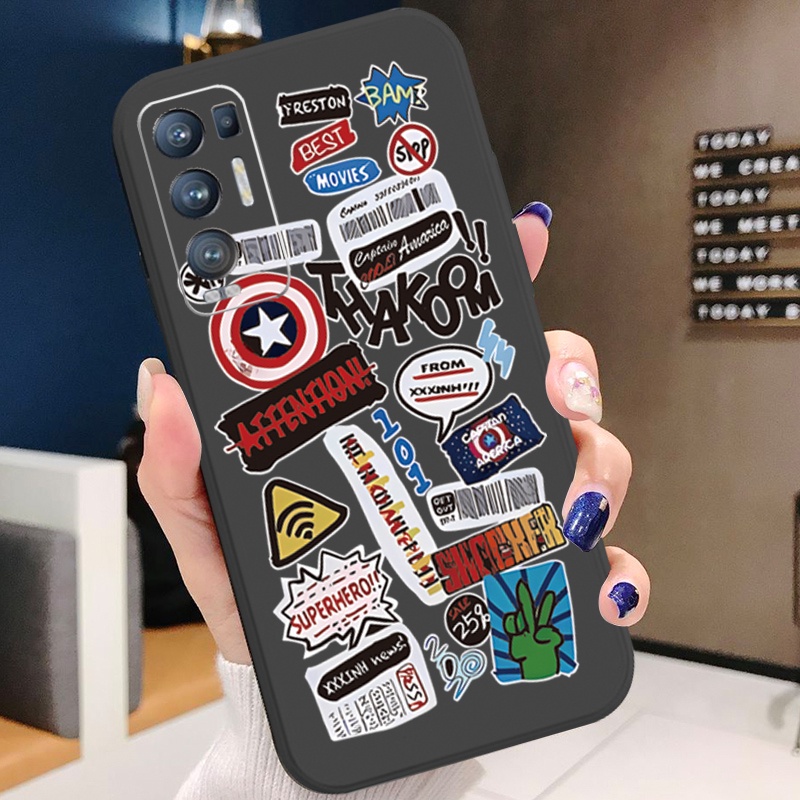 Ốp Điện Thoại Cạnh Vuông In Hình iron Man Cho OPPO Reno6 Z 5G Reno 5 Pro 4 3 Reno2 Z F A95 5G A76 A96 4G