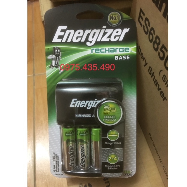 Bộ Sạc Energizer Kèm 4 Pin Sạc AA 1300 mAh - CHVC4