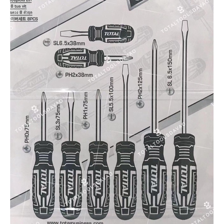 Bộ 8 Tua vít bake và dẹp Total THTDC250801