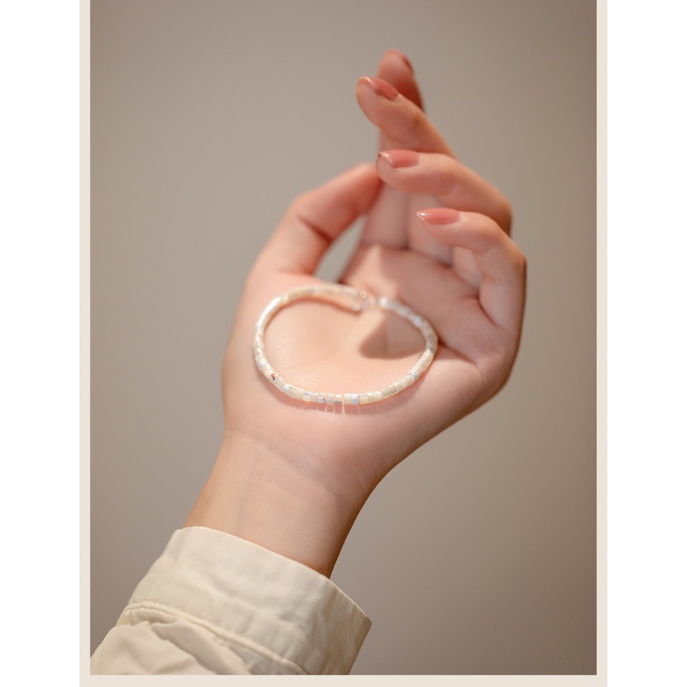 [Hàng Mới Về] Vòng Tay Chuỗi Hạt Vỏ Sò Trắng Phong Cách Retro