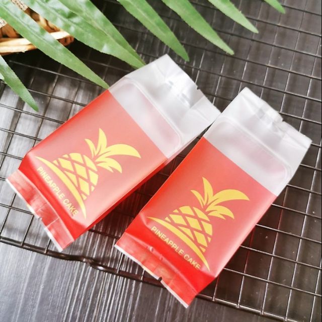 Size 5*13+3cm - Set 100 Túi bánh dứa hàn miệng DỨA ĐỎ NHŨ 5*13+3cm
