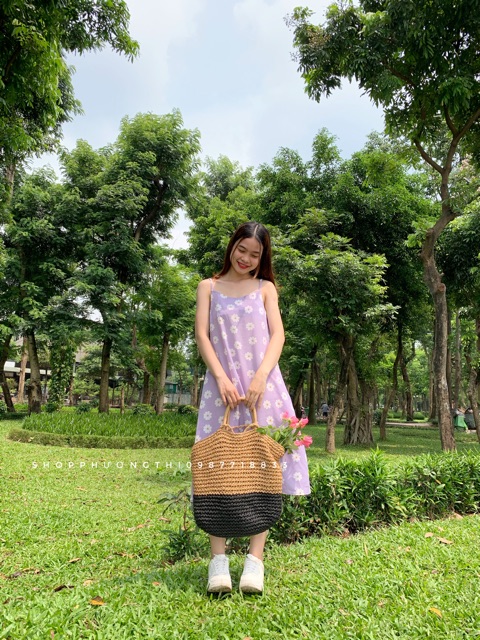 Váy hai dây hoa nhí maxi (hình shop tự chụp/sẵn) | BigBuy360 - bigbuy360.vn