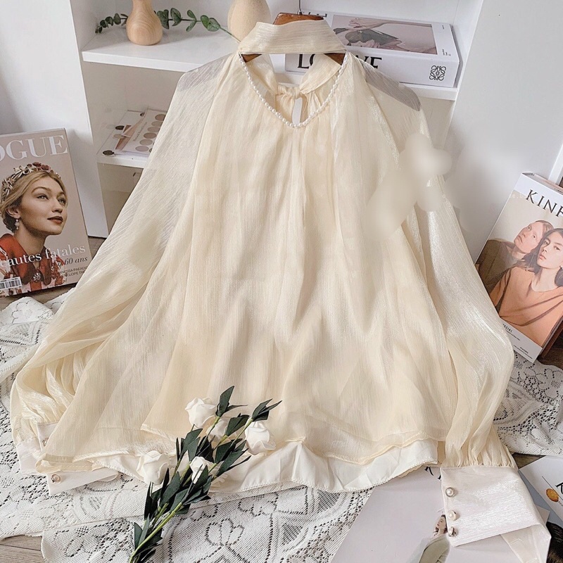 Áo nhũ 2 lớp Áo mặc 2 kiểu dáng xoè rộng