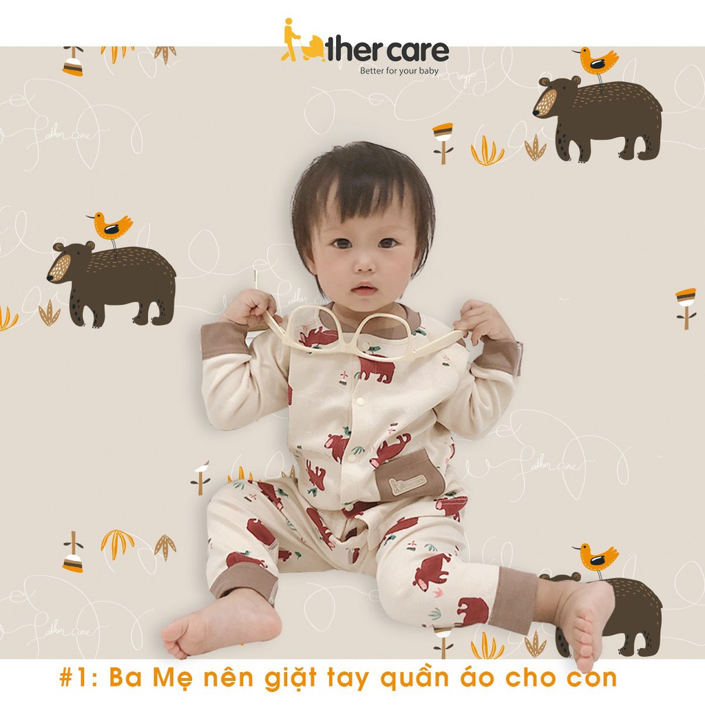 Bộ quần áo FatherCare dài tay Cài Giữa Nỉ - Gấu FC875