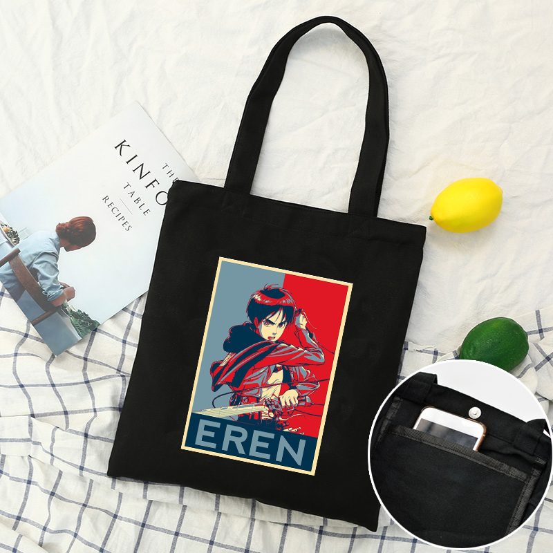 Anime Tấn Công Titan Túi Vải Dung Tích Lớn Nhật Bản Thường Ngày Mua Sắm Túi Bông Tai Kẹp Gothic Nữ Túi Đeo Vai