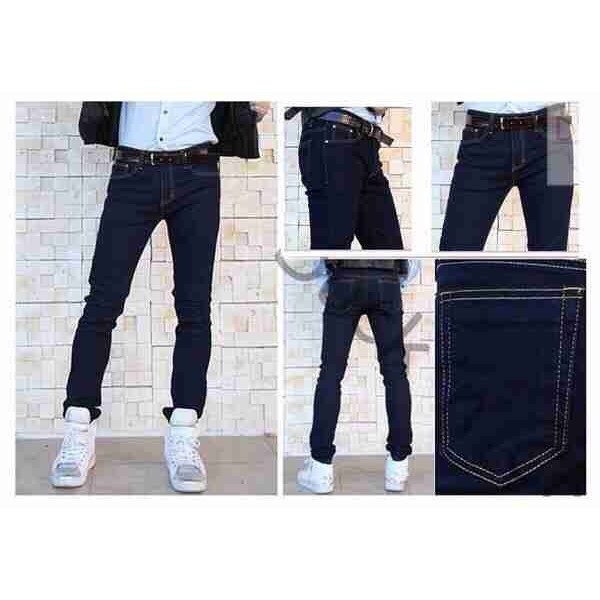 [Hàng Chuẩn Shop] Quần Jean Nam Xanh Trơn Chỉ Vàng Phong Cách Đơn Giản CHất Bò Co Dãn Siêu Bền Đẹp | BigBuy360 - bigbuy360.vn