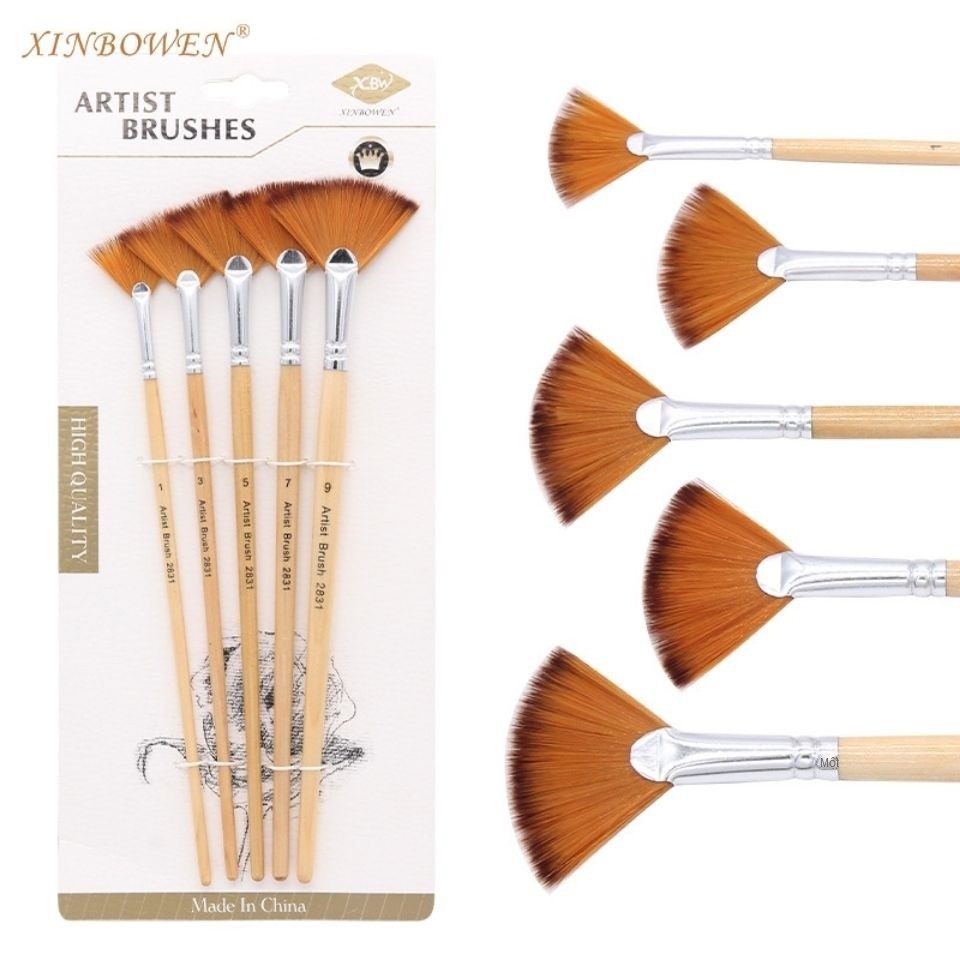 ☞✷Nylon hình quạt bút phấn nước dòng acrylic vân gỗ vẽ màu bộ cọ sơn dầu tranh chuyên nghiệp