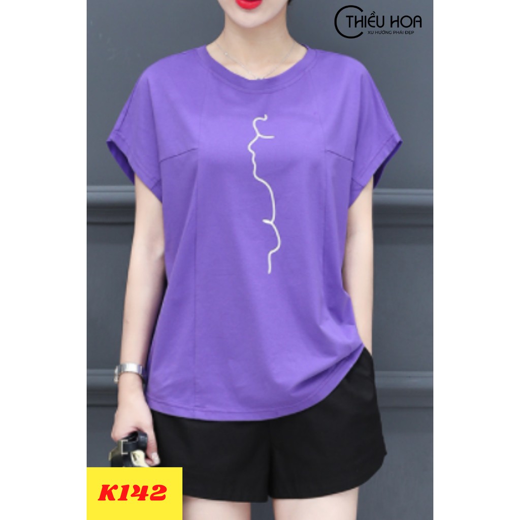 Áo Thun Cotton Nữ Trung Niên Đơn Giản Thiều Hoa K142