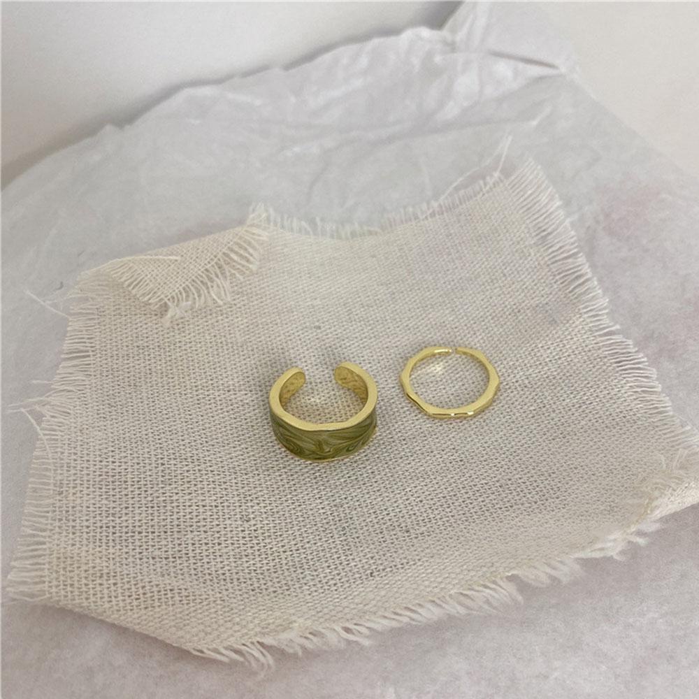 BACK2LIFE Set 2 Nhẫn Hở Tráng Men Nhiều Màu Sắc Thời Trang