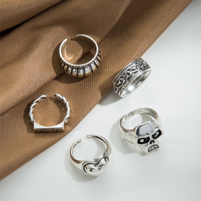 Set 5 Nhẫn Đeo Khớp Ngón Tay Thiết Kế Hình Học Đơn Giản Thời Trang