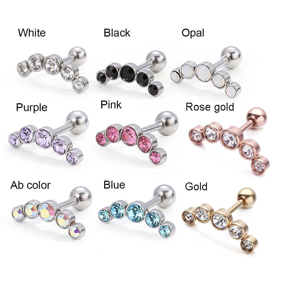 1 Khuyên Tai LAYOR1 Phong Cách Punk Rock 16G|Khuyên Cơ Thể Đính Đá Opal Thời Trang