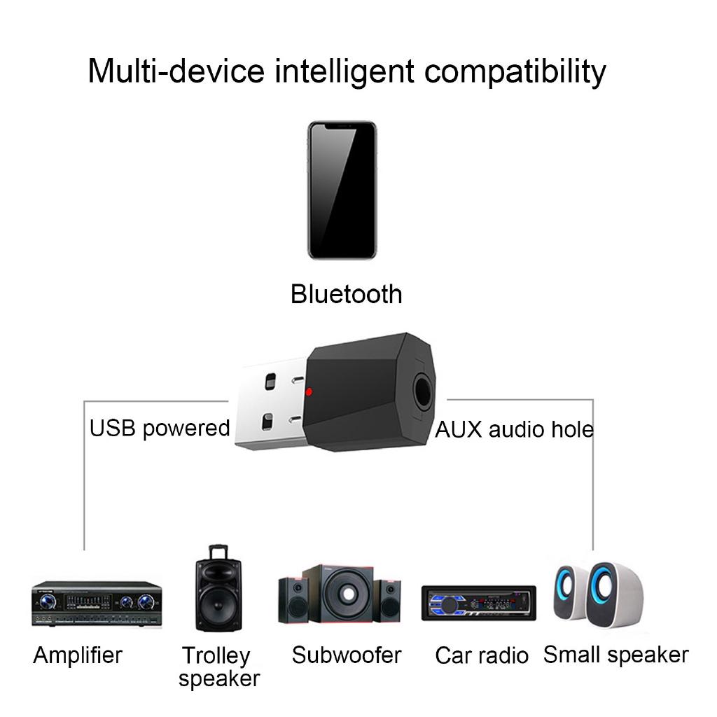 USB Bluetooth 4.2 Receiver Mini Audio Music Adapter Car kit with 3.5mm Cable