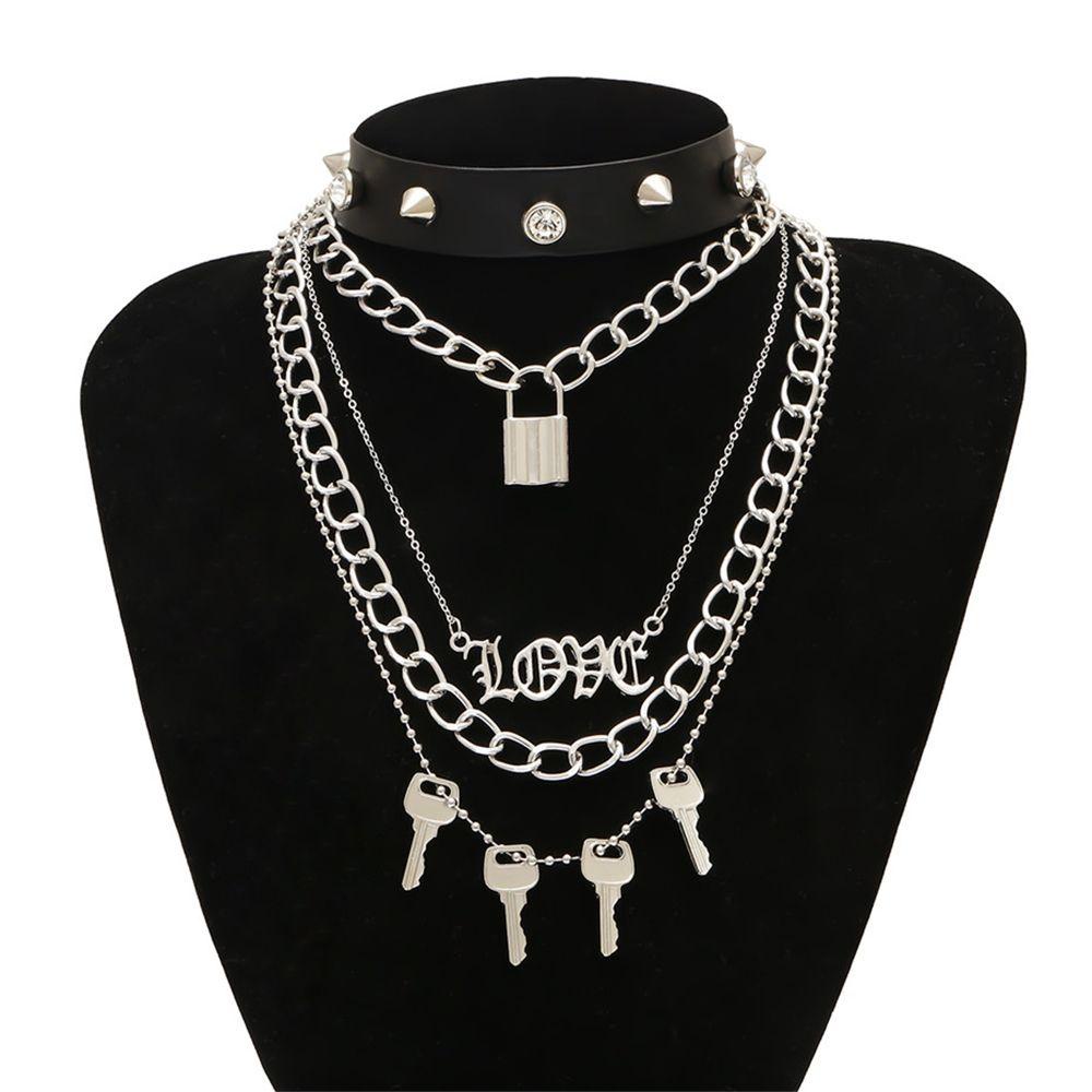 Vòng Cổ Choker Nhiều Lớp Đính Đinh Tán Phong Cách Punk