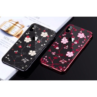 Ốp lưng điện thoại IPhone 7Plus | 8Plus Pha lê Hoa đào - Hãng Kavaro